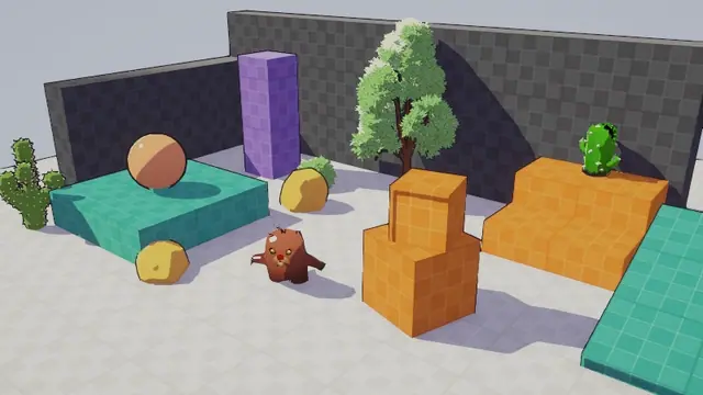 Toon shader trên map prototype: Burrow nhảy, Cacti đung đưa, mọi vật thể cùng một shader