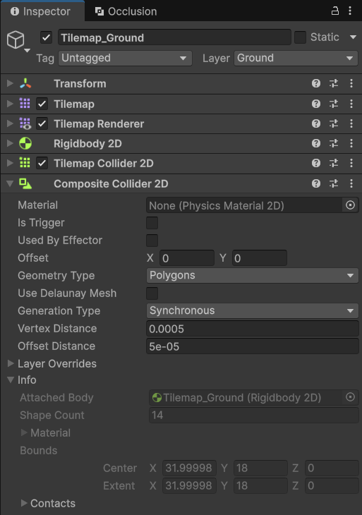 Mục Info của Composite Collider 2D: Shape Count 14