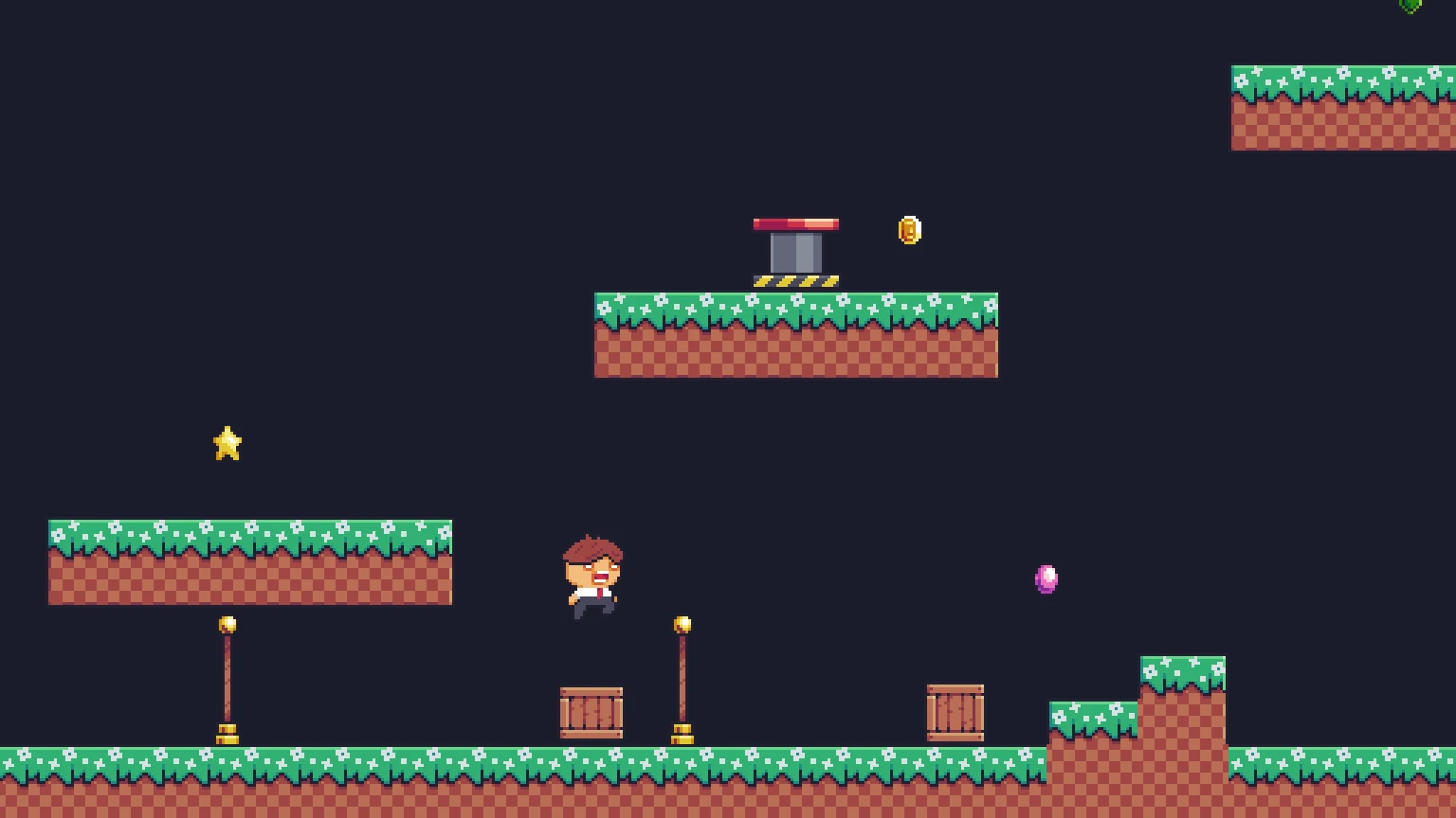 Platformer #9: Ngọc, thùng gỗ, cửa thoát và bảng va chạm
